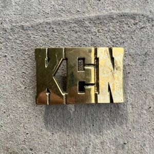 VTG Solid Brass KEN Belt Buckle Vintage